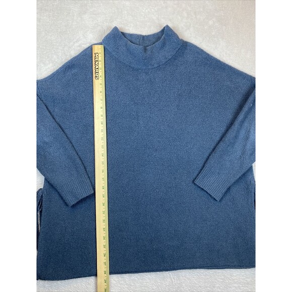 J. Jill Purejill Sweater Women's M/L Teal Mock Neck Side Tie Wool Blend Tunic - Picture 4 of 8